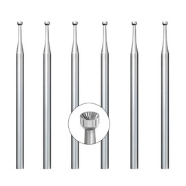 Luo ke 6 Pcs 1.6mm Round Cup Burr - 3/32'' Shank Wire Rounder Bits Jewelry Burs for Lapidary Making