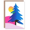 Artery8 Greeting Card Modern Abstract Tree Snow Sun Bold Colourful