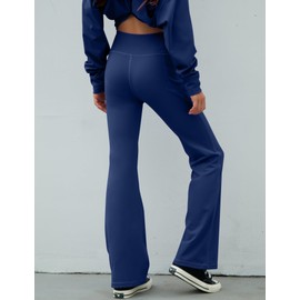 Oli-N-Mia Navy Blue Yoga Pants for Girls Kids Stretchy Dance Pants Activewear Bell Bottoms for Teens