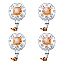 4pcs 3" Round 24-LED Double Face Red-Amber Turn Brake Stop Tail Light Stud Mount Compatible with Peterbilt Freightliner Kenworth Mack Trailer Truck 24V