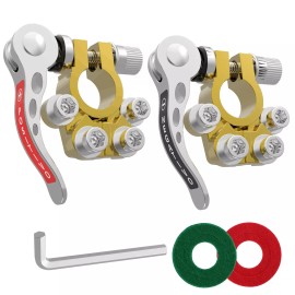 Lotfancy 2pcs Car Battery Terminal Connector 4 Way Positive Negative Pole Quick Release