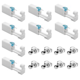 8 Pack Ear Piercing Kit, Disposable Self Ear Piercing Tool with Stainless Steel Studs, Aseptic Piercing Device for Girls, Women, Men (White)