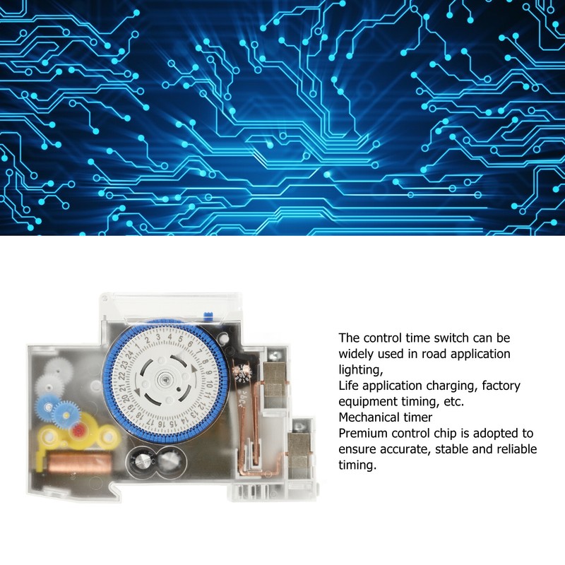 Time Switch Transparent 24h Mechanical Timer Switch with Battery for