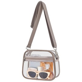 Busiuw Clear Bag for Stadium Events Mini Small Clear Purse Bag for Stadium Events Concert Sport Work(Khaki)