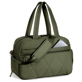 Lekespring Women's Weekend Travel Bag – 25L Waterproof Holdall Overnight Duffel with Shoe Compartment for Gym, Sports & Short Trips(Dark Green)