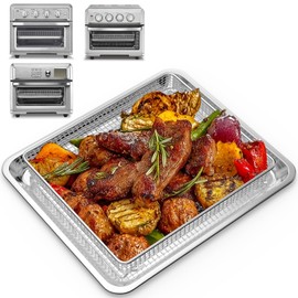 Stainless Steel Air Fryer Basket and Tray for Cuisinart Air Fryer TOA-60/TOA-65/TOA-70 Oven, Air Fryer Tray Replacement Set, Air Fryer Basket for Oven, Air Fryer Pan, Air Fryer Accessories for Oven