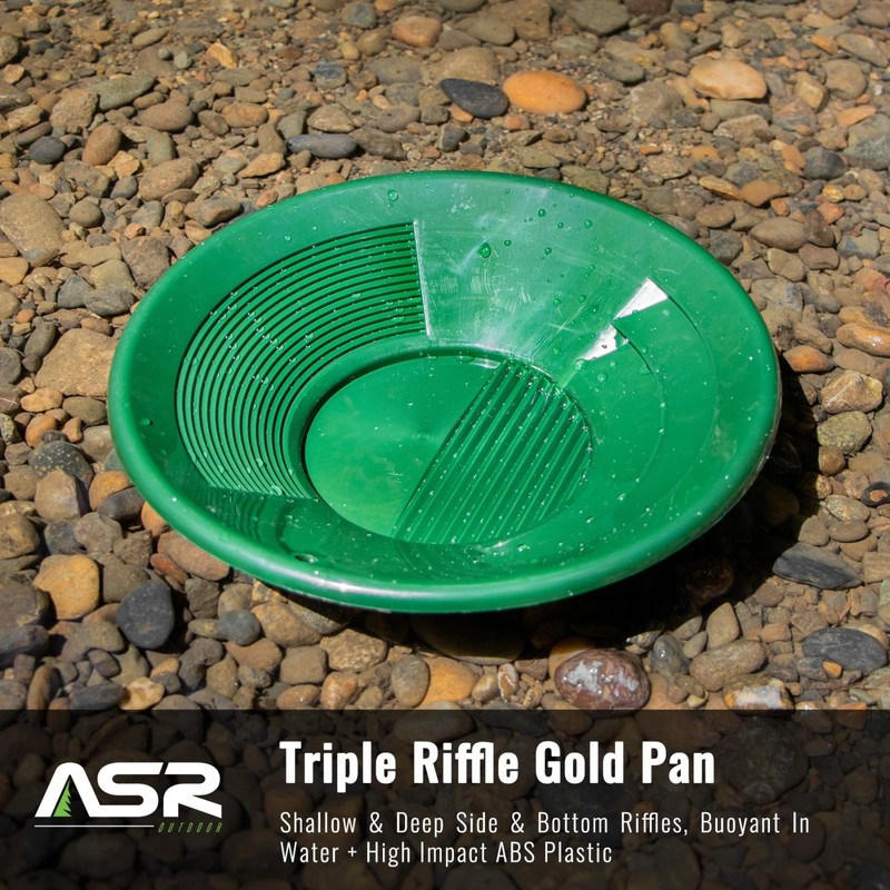 ASR Outdoor 10 Inch Triple Riffle Gold Pan Gold Prospecting