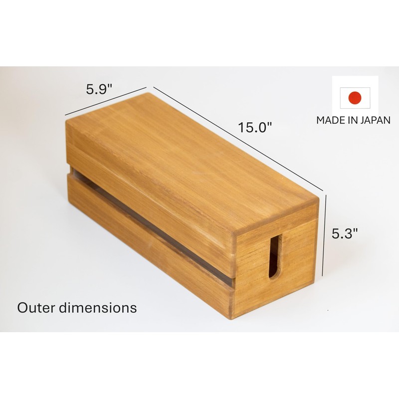 Masuda Paulownia Wood Cable Management Box – Handmade Wooden Cord