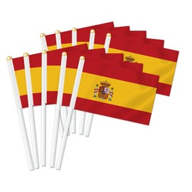 Pack of 25 Spain Handheld Flag, Spanish Decor Hand Held Flag, Decoration Banner Hand Spain