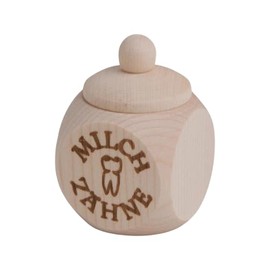 Hofmeister Holzwaren Wooden Container for Milk Teeth with Screw-On Lid with "Milchzähne" German Language Design (Maple Wood)