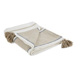 DII New Traditional, 2-Tone Chevron Stripe Throw, 50x60, Stone