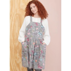 Simplicity Misses' Relaxed Fit Pinafore Aprons and Tote Sewing Pattern Kit by Elaine Heigl, Design Code S9805, XS-S-M-L-XL, Multicolor