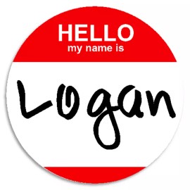Kiwi Gifts Hello My Name Is Logan - Circle Sticker Decal 3 Inch - Custom Nametag