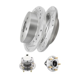 PM Auto Set of 4 Rear 278mm Drilled Slotted Brake Disc Rotors-Wheel Hub Bearing Assembly Replacement For 1997-2002 Pontiac Grand Prix