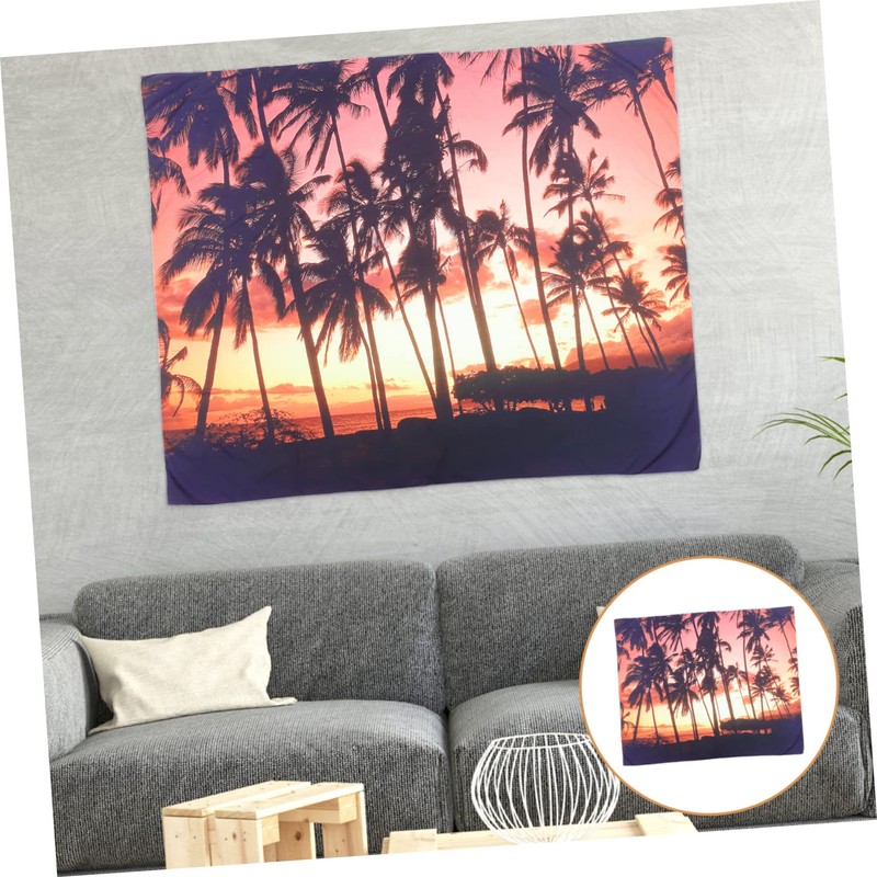 COHEALI 1Set Creative Seaside Landscape Tapestry Beach Coconut Tree Wall