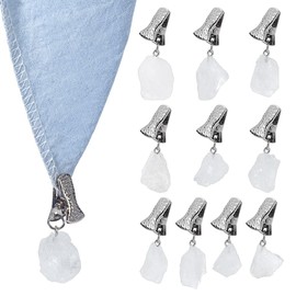 FINGERINSPIRE 10 PCS Nuggets Natural Quartz Crystal Tablecloth Weights 40-47mm Stone Table Cloth Pendants with Iron Clips for Outdoor Dining, Picnics, Events for Homeowners, Event Planners
