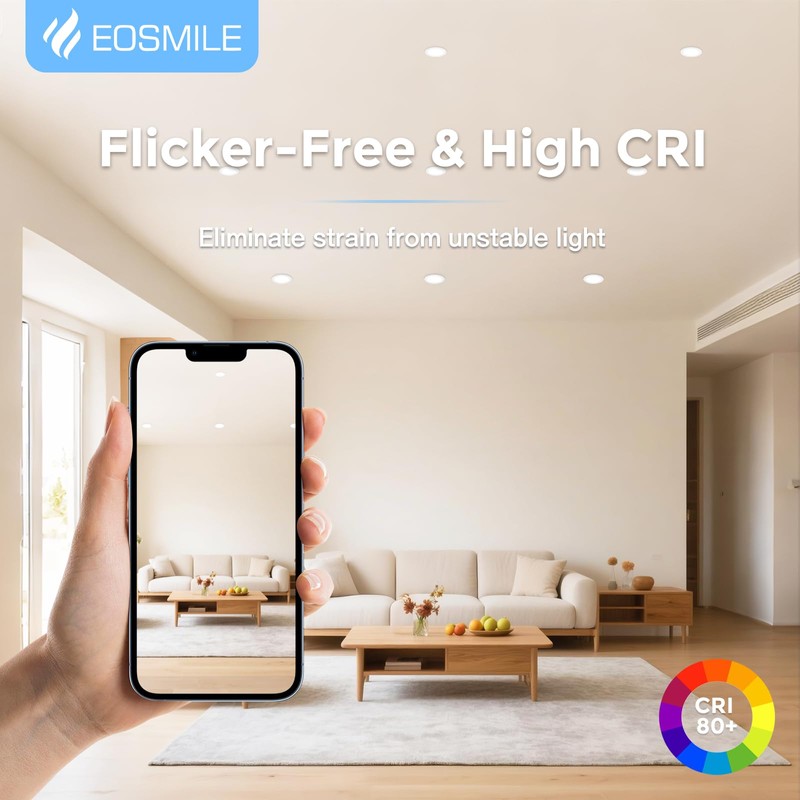 EOSMILE 12 Pack 6 Inch Ultra-Thin LED Recessed Light with