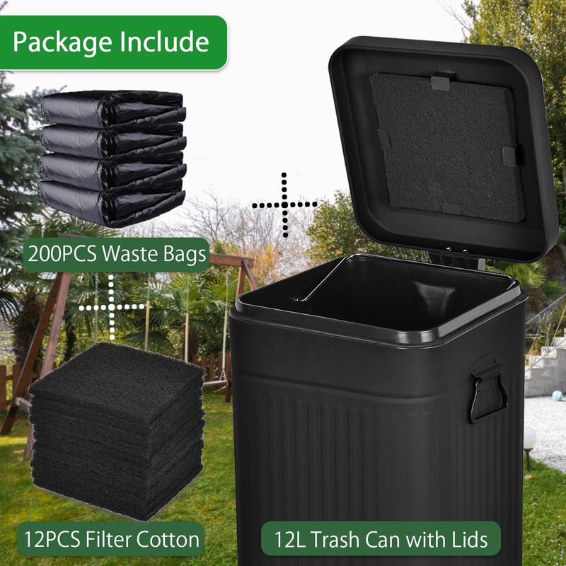Umtiti Dog Poop Trash Can with Lid for Outdoors，3.2 Gallon