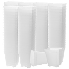 JOIKIT 120 Pack 3 Inch Clear Square Nursery Pot, Plastic Square Plant Pot with Drainage Hole, Transplant Seedling Nursery Planter for Indoor, Outdoor, Garden, Office, Balcony