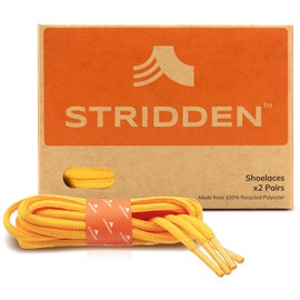 STRIDDEN 2 Pairs Oval Shoelaces, 1/4” Half Round Eco-Positive Shoe Laces for Sneakers, Athletic Shoes, Boots and More, Cab Yellow/40in