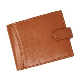 RAS WALLETS Men's RFID Passcase Trifold Real Leather Wallet Multi Card Slots with Zip Coin Pocket Pouch 304 (Tan)