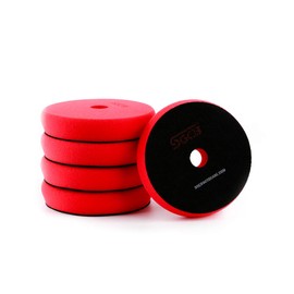 SGCB Pro 5” RO DA Finishing Pad, Light Cutting Fine Grade Perfect-Contact Hook & Loop Grip Polisher Buffing Wax Removal Foam Disc Sponge Pad for Final Finish Wax Sealant Gloss Restoring Shining, 5 Red