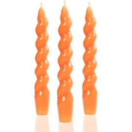 Set of 4 Twisted Taper Candles Spiral Taper Dinner Candles Stick Unscented Candle Dripless for Home Dinner Wedding Party Decoration (Orange)