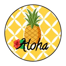 Unbranded 30 Pineapple aloha envelope seals, stickers labels, tags, round