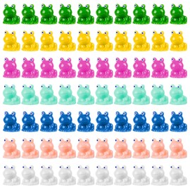 LHSYFBZ 70Pcs Mini Resin Frogs, Mini Frog Figurines, Colorful Little Small Miniature Plastic Tiny Frogs for Fairy Garden Miniature Moss Landscape Decoration
