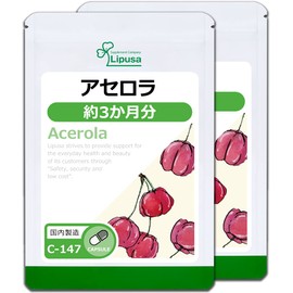 Lipsa Acerola C-147-2 (90 capsules x 2 bags), Supplement, Vitamin C, Polyphenols, Anthocyanins, Health, Beauty, Diet, Diet, Lifestyle, Made in Japan