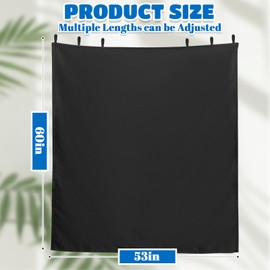 Pinkunn 60 x 53 Inch Black Adjustable Office Cubicle Curtain with Stainless Steel Self Adhesive Hook Extra Large Portable Privacy Door Partition Room Office Divider