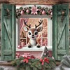 Saoplasa Christmas Party Banner 47x31 Inch Reindeer Window Cover Holiday