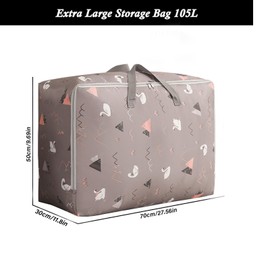 SEPSCO 2Pcs Large Storage Bag, 105L Underbed Clothes Storage Bags With Zips King Size Oxford Cloth Moving Bags Laundry Bags For Duvet Quilt Blankets Bedding Pillows Moisture Proof No-Smell (Swan)