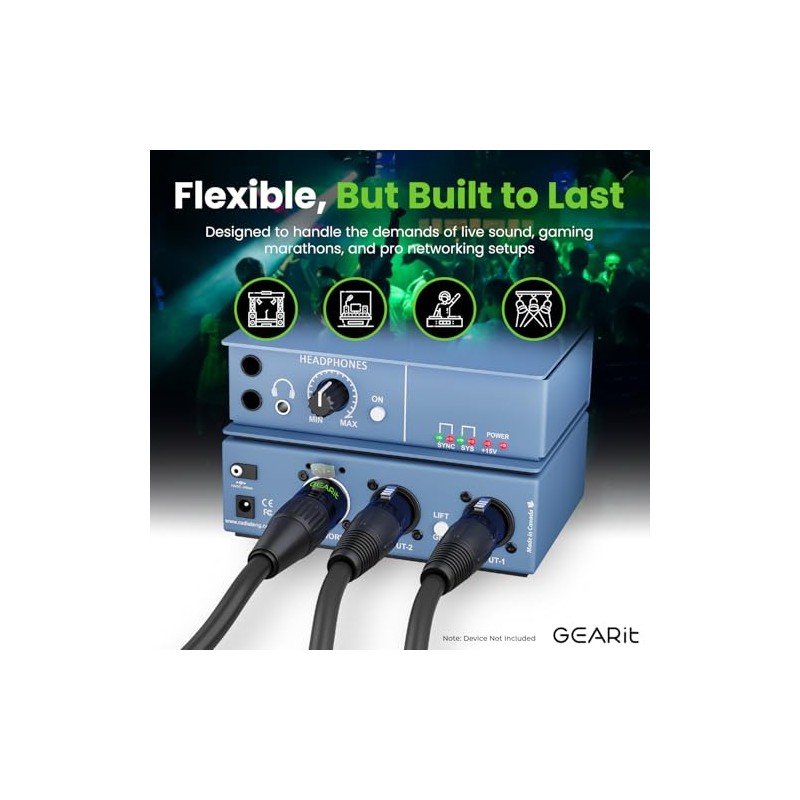 GEARit Cable Ethercon CAT6 blindado (6 pies), audio profesional e
