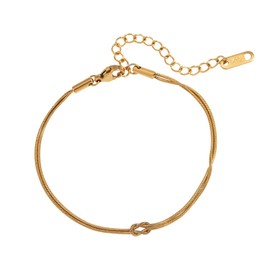 SJUIEO 18K vergoldetes Armband Damenarmband Liebesknotenarmband Goldarmband geknotetes Armband verstellbares Damenarmband Unendlichkeitsarmband Damenaccessoires