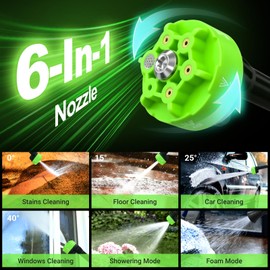 1000PSI Cordless Pressure Washer, 21V 4.0Ah Battery-Powered Brushless Motor Power Washer with 6-in-1 Nozzle, 5 Gear Pressure, Tap Adapter for Car Washing, Patio, Fence, Driveway, Outdoor Cleaning