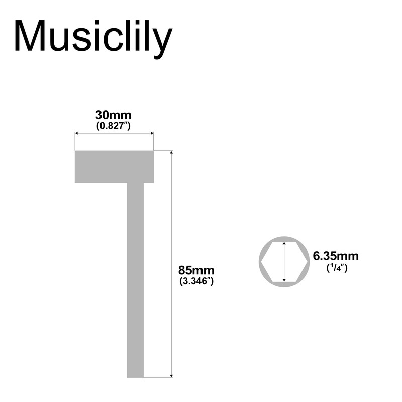 Musiclily Pro 1/4" Steel Truss Rod Wrench for Taylor Guitar,