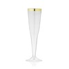 TRUE Gold Rimmed Disposable Champagne Flutes Plastic, Champagne Glasses, Toasting
