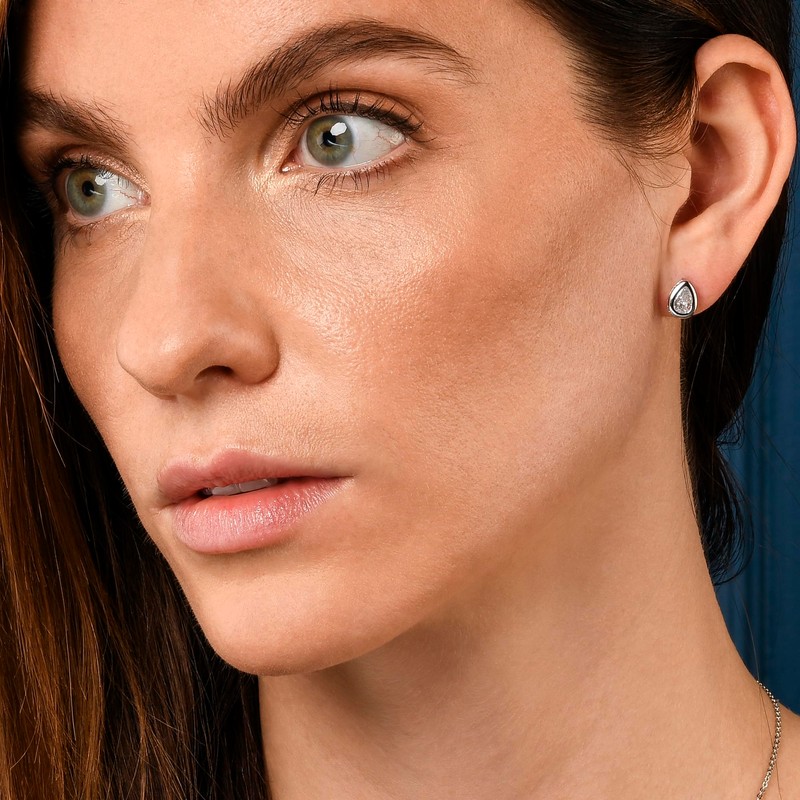 Zavana Pear Shaped Silver Stud Earrings for Women and Teen