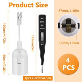AUAUY AUAUY Pack of 4 E27 lamp holders with cable, construction socket, E27 renovation socket, construction site socket, E27 + VDE voltage tester, E27 lamp holder with plug-in terminal, E27 replacement construction lamp holder, white?