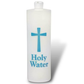 Needzo 32 Ounce Plastic Holy Water Bottle, Extra Large Catholic Bottles with Flip Spout Lid and Dispenser for Homes and Churches, 10 Inches