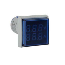 LED Voltage Display Panel Mount Volt Amp Meter, AD101-22VAMS 22mm Square Voltmeter and Ammeter, AC50-500V Voltage and 0-100A Current Meter, Blue (1 Pack)