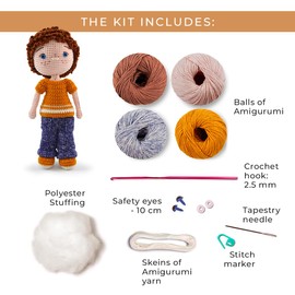 CIRCULO Círculo Amigurumi Crochet Kit - Dolls - All Included, Easy Instructions - Crochet Kit for Advanced - Crochet Set - Doll Crochet Kit, Premium Amigurumi Yarn for Crocheting - Oliver
