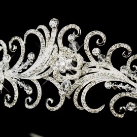 Elegance BC SALE!! Antique Silver Rhinestone & Crystal Swirl Bridal Wedding Tiara Headpiece