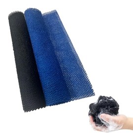 2 Pieces African Exfoliating Net, African Net Sponge, Nylon African Bath Sponge Net, African Net Long Net Bath Sponge Shower Body Scrubber for Daily Use (Blue/Black)