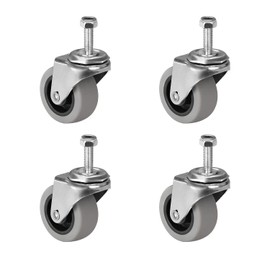 NINOSO 2" Caster Wheels, Threaded Stem Casters Set of 4 Heavy Duty, 5/16''-18 x 1" (Screw Diameter 5/16", Stem Length 1"), Rubber Swivel Casters for Cart Furniture (4 Swivel)