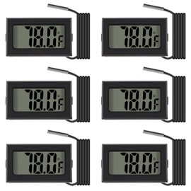 ACEIRMC Black Digital LCD Thermometer Temperature Monitor with External Probe for Fridge Freezer Refrigerator Aquarium (Fahrenheit) (6pcs)