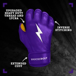 BRUCE BOLT Original Series Short Cuff Purple Batting Glove - Purple XXLarge