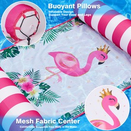 WERNNSAI Inflatable 4-in-1 Pool Lounger for Adults - Mesh Design, Portable and Versatile as a Swimming Fin, Hammock, Deck Chair & Drifter - Ideal for Summer, Beach & Pool Party (Flamingo)