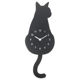 NITORI 8172687 Wall Clock, Black Cat with Moving Tails